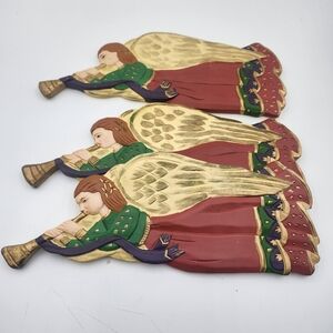 Vintage Angel trumpet Wall Decor Wood Wall Art Religious Carlton 16"